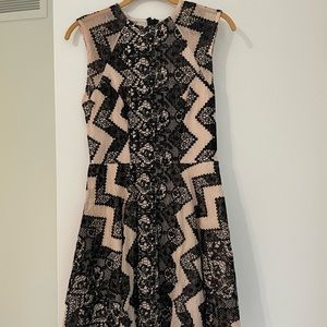 Lace and velvet mini dress